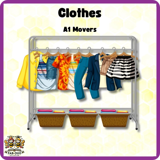 Flashcards Clothes A1 Movers CEFR