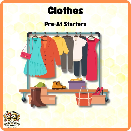 Flashcards Clothes PreA1 Starters CEFR
