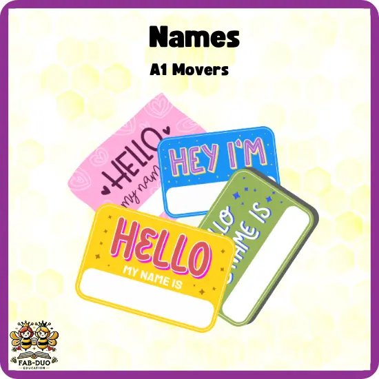 Flashcards Names A1 Movers CEFR